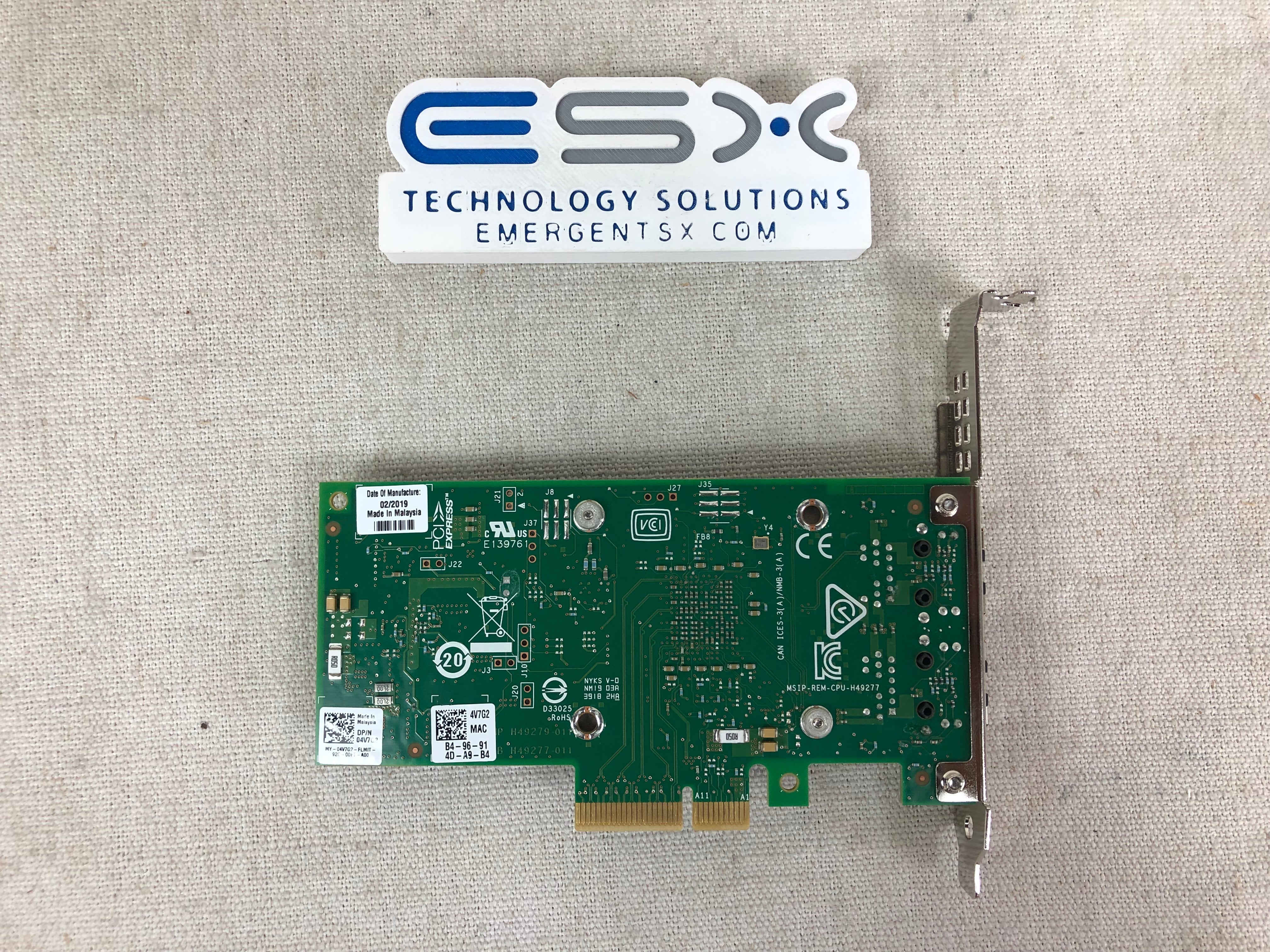 Dell 4V7G2 Intel X550-T2 Dual Port 10GBASE-T Network Adapter Full Height