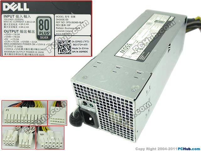 Dell PowerEdge T320 Server - Power Supply 350W, DH350E-S0, DPS-350AB-19 A, 0DF83C