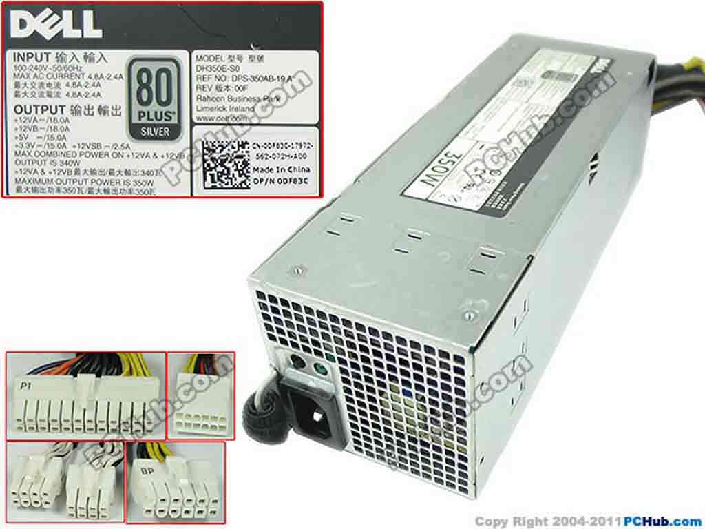 Dell PowerEdge T320 Server - Power Supply 350W, DH350E-S0, DPS-350AB-19 A, 0DF83C