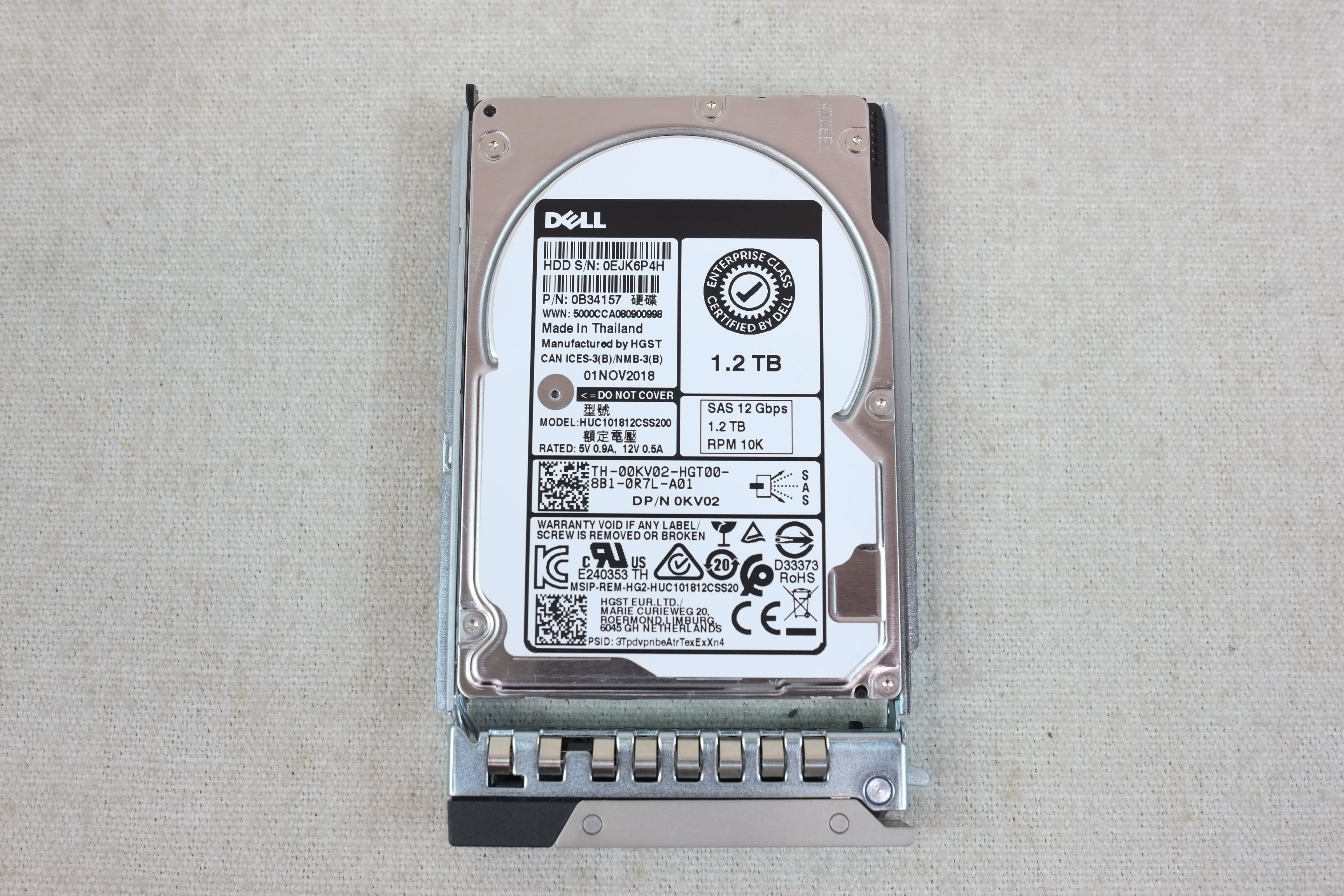 Dell 0KV02 1.2TB 10k 12Gb/s 2.5” SAS Hard Drive HGST HUC101812CSS200 w/ 14G Tray