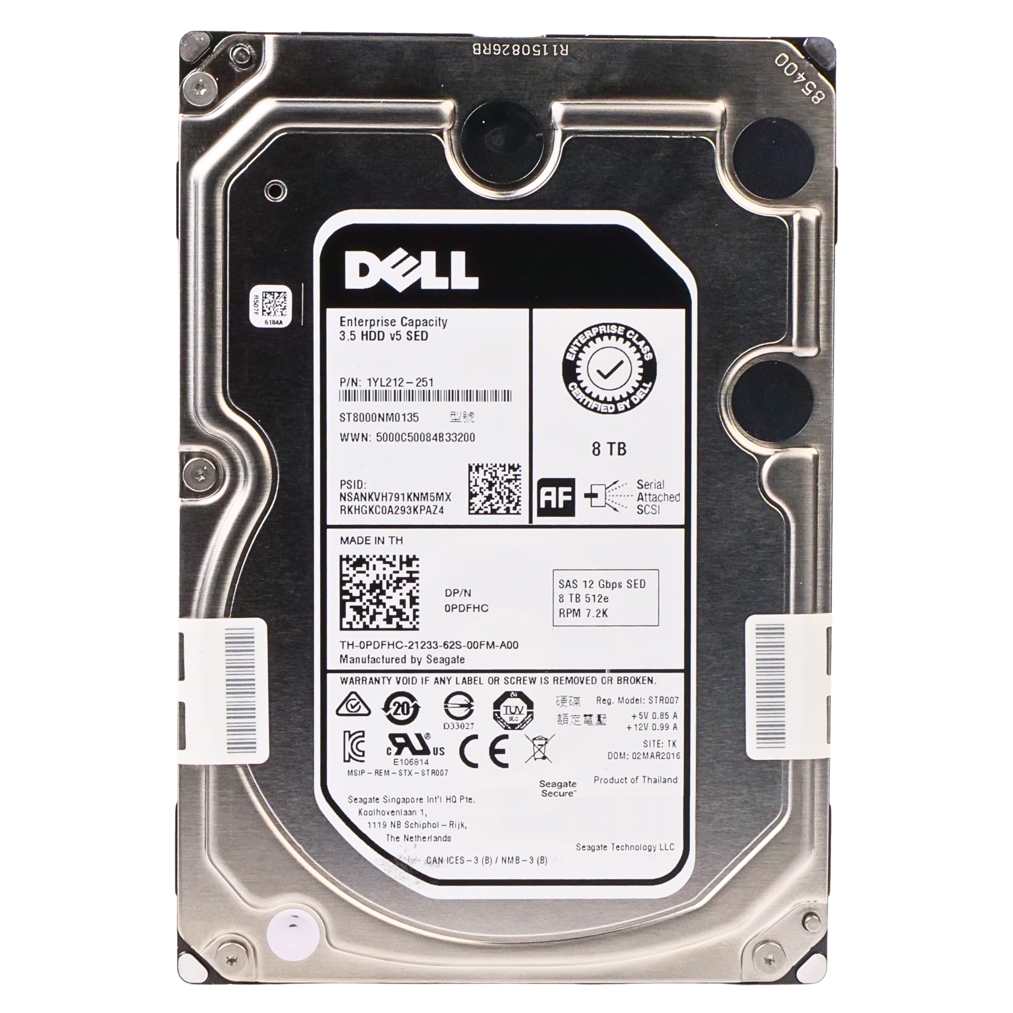 Dell/Seagate Exos 7E8 ST8000NM0135 8TB 7.2K RPM SAS 12Gb/s 512e 256MB 3.5in HDD