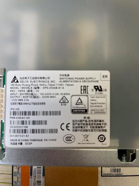Cisco PWR-4330-AC= AC Power Supply for Cisco ISR 4330. Note: You get what you see. Power Supply Unit ONLY