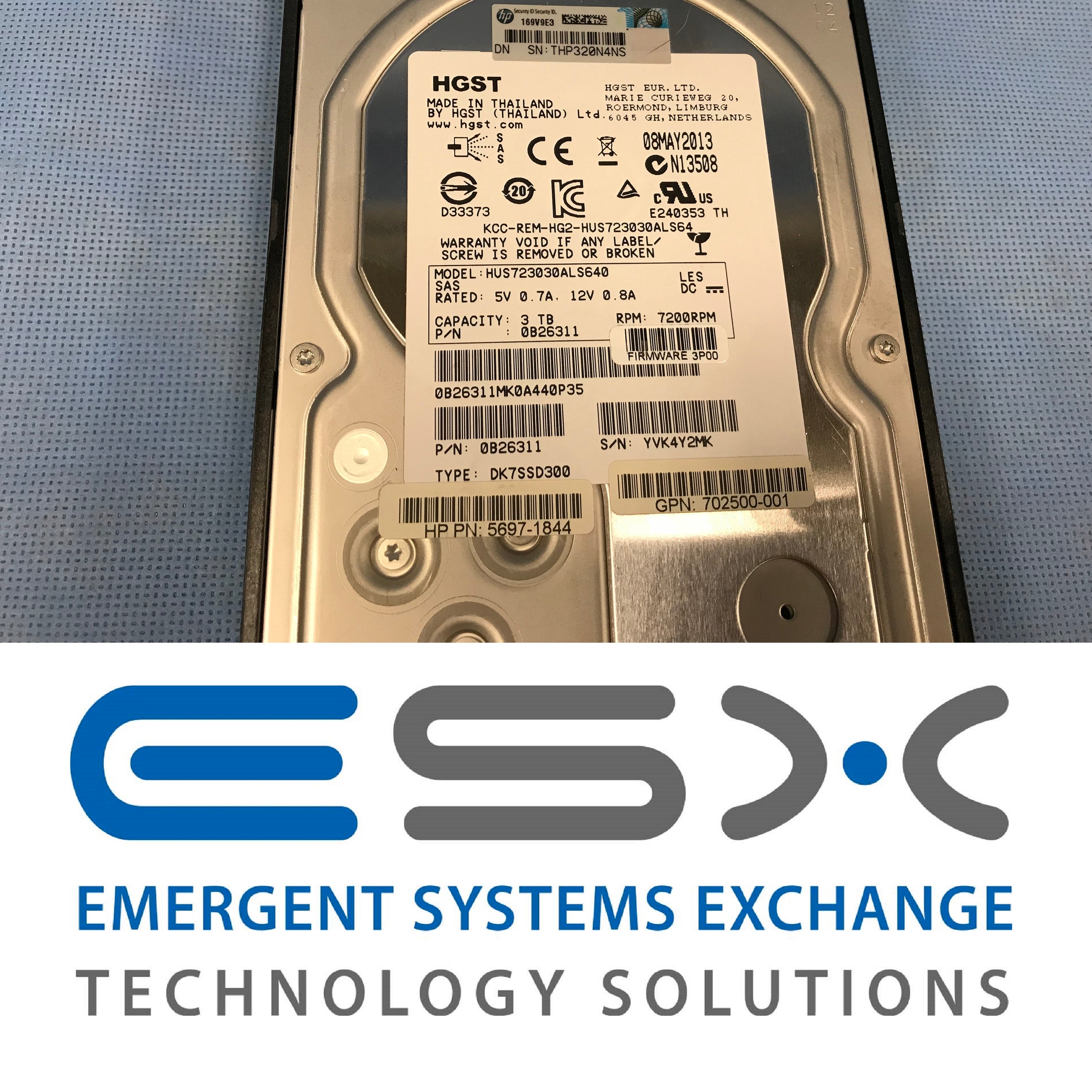 HPE 3PAR 3TB 7.2K SAS 6.0Gbps 3.5" HDD - PN: 697391