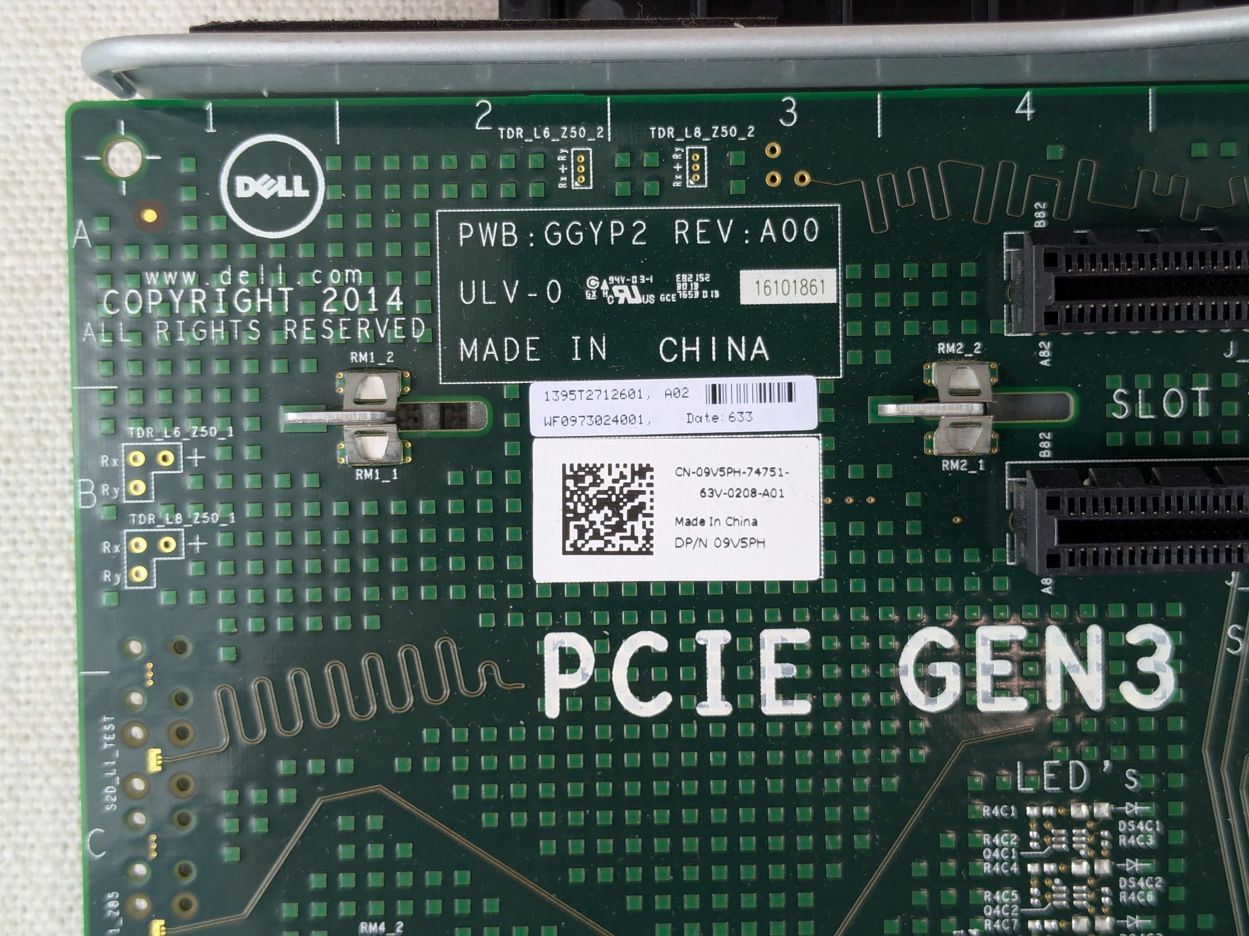Dell 9V5PH Right 2 x8 PCIe Riser Card Assembly for PowerEdge R930