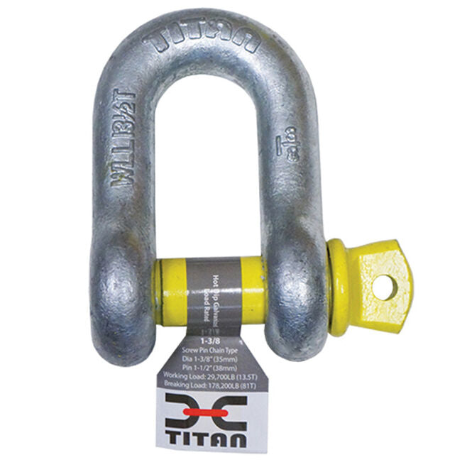 Titan Chain 10319062 Hot Galvanized D Shackle, 1/4"