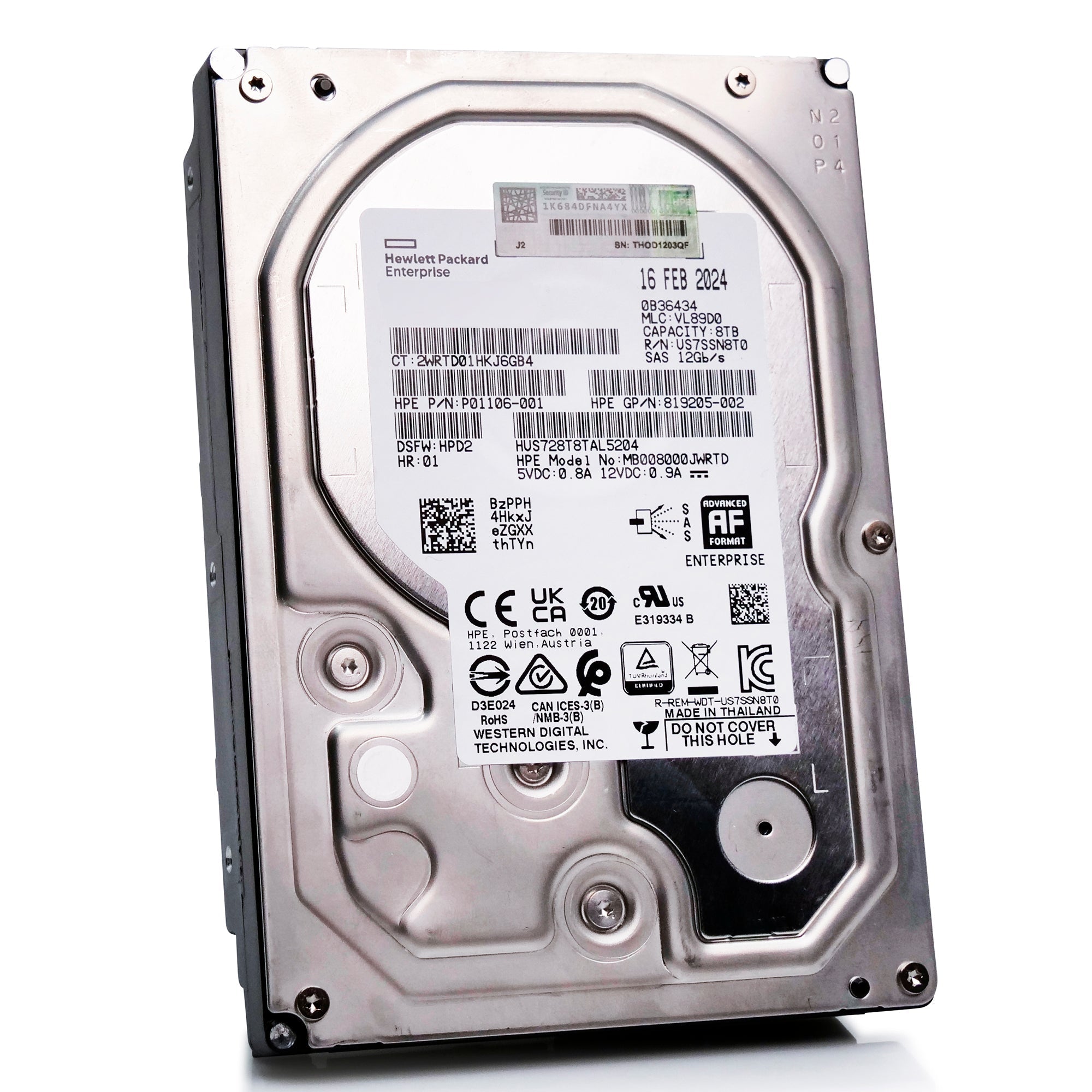 Western Digital/HP Ultrastar DC HC320 HUS728T8TAL5204 8TB 7.2K RPM SAS 12Gb/s 512e 3.5in Refurbished HDD