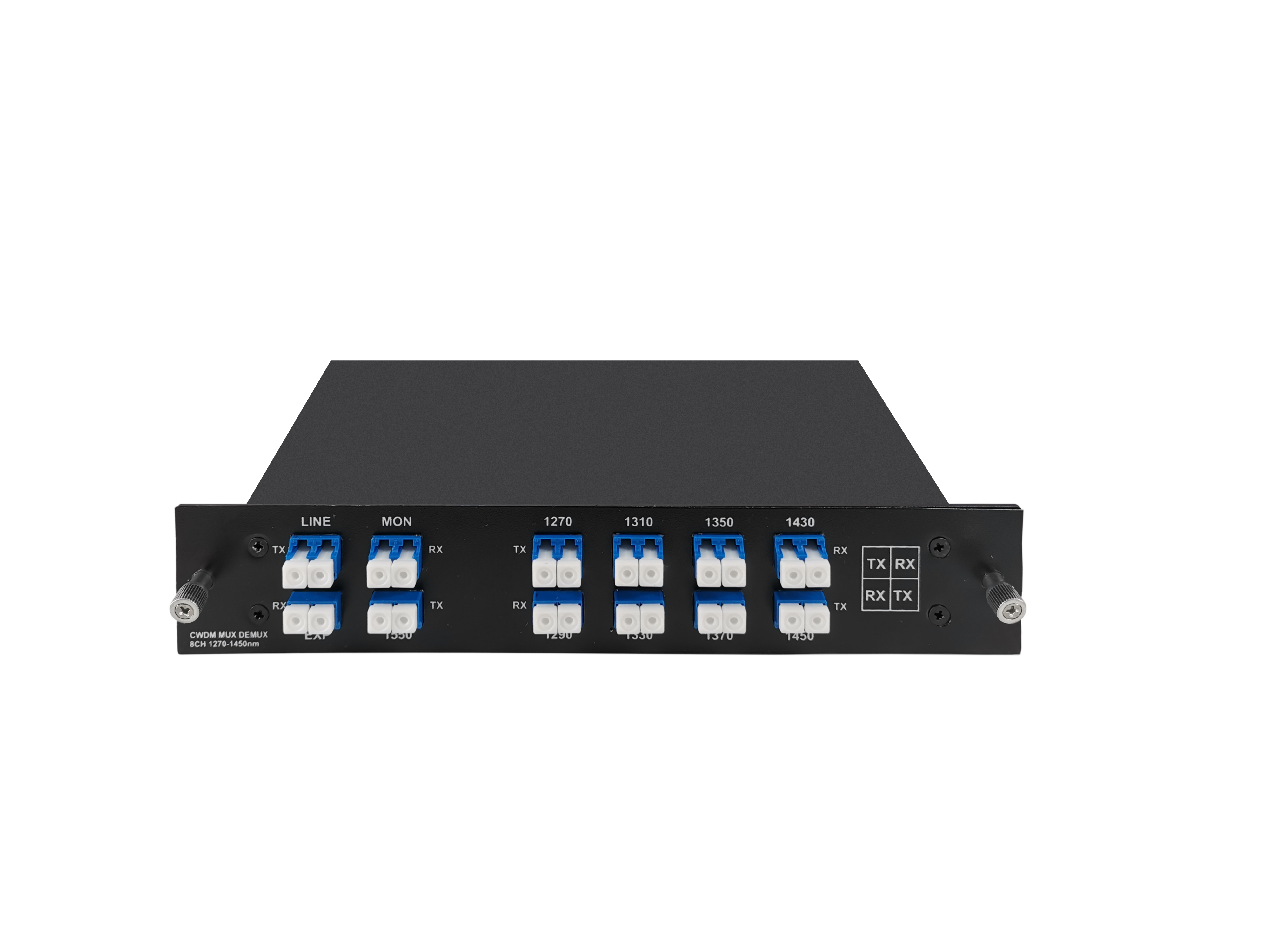 8CH with Monitor and Expansion Port, LC/UPC, Dual Fiber, Low Insertion Loss CWDM Mux Demux, FMU Series Plug-in Module