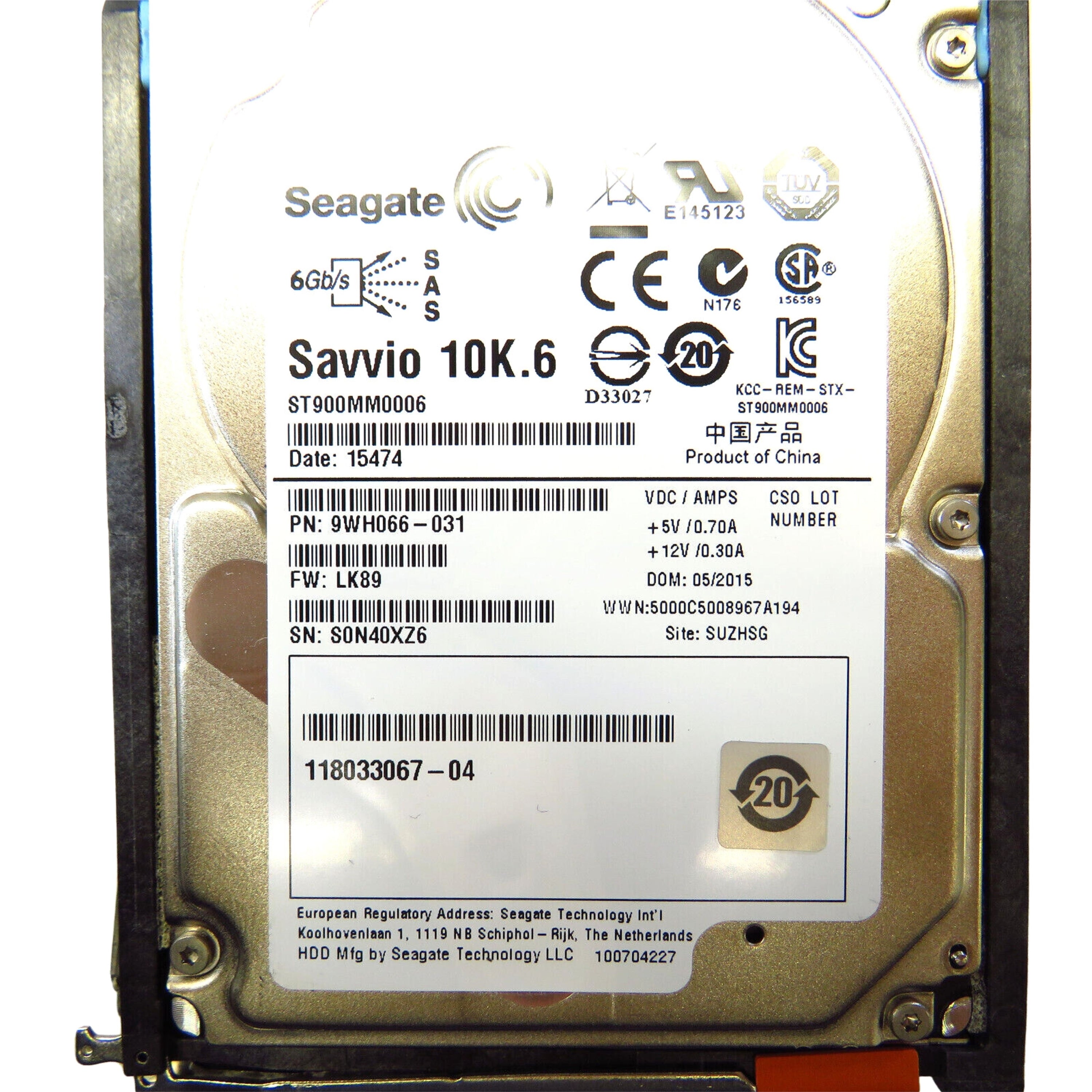 EMC 005050212 2.5" 900GB 10000RPM SAS 6Gb/s Hard Disk Drive (HDD), Silver (Refurbished)