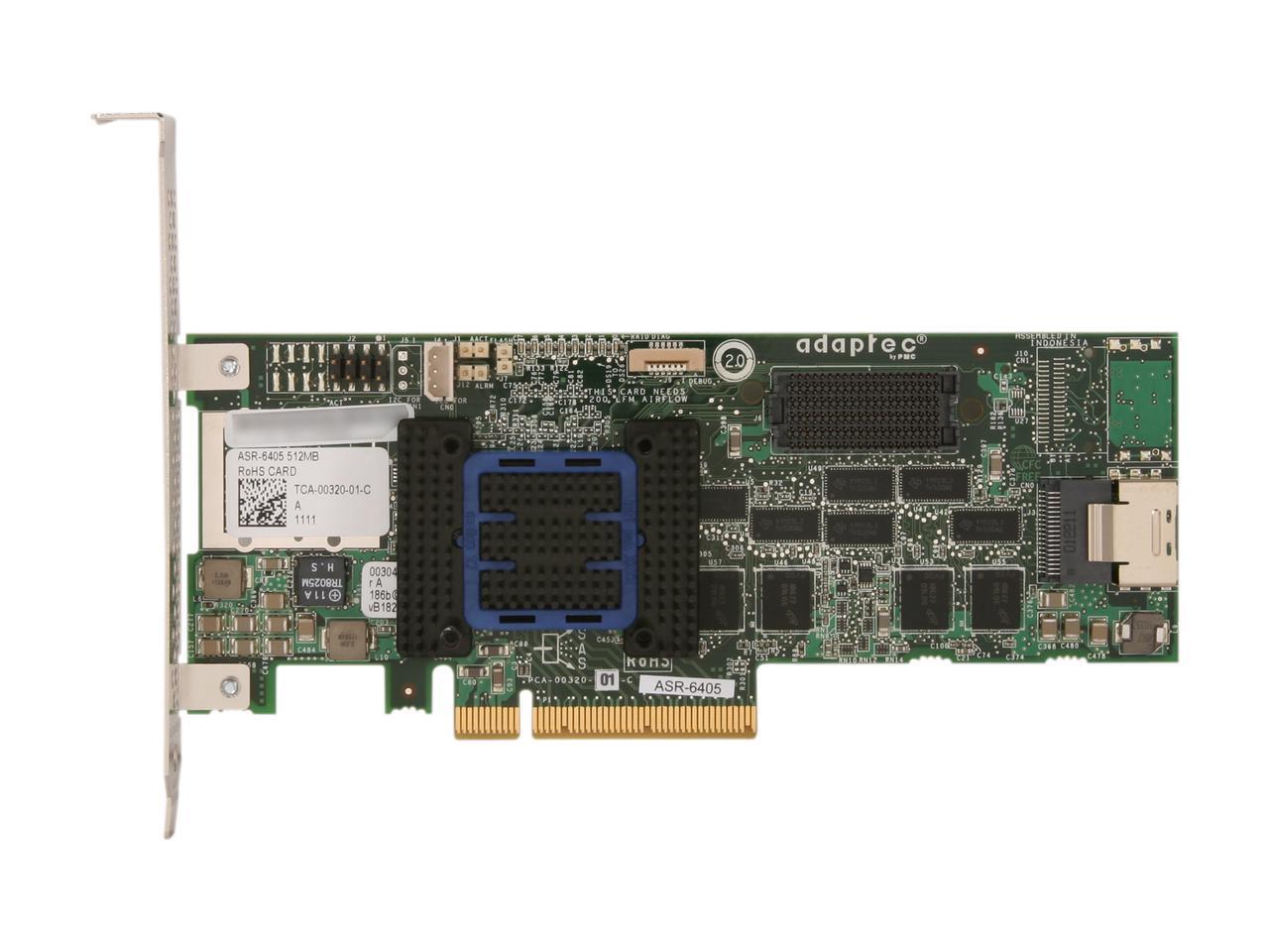 Adaptec RAID ASR-6405 4-Port PCI-Express 2.0 x8 SAS/SATA 2270000-R RAID 2270000-R Controller Card.