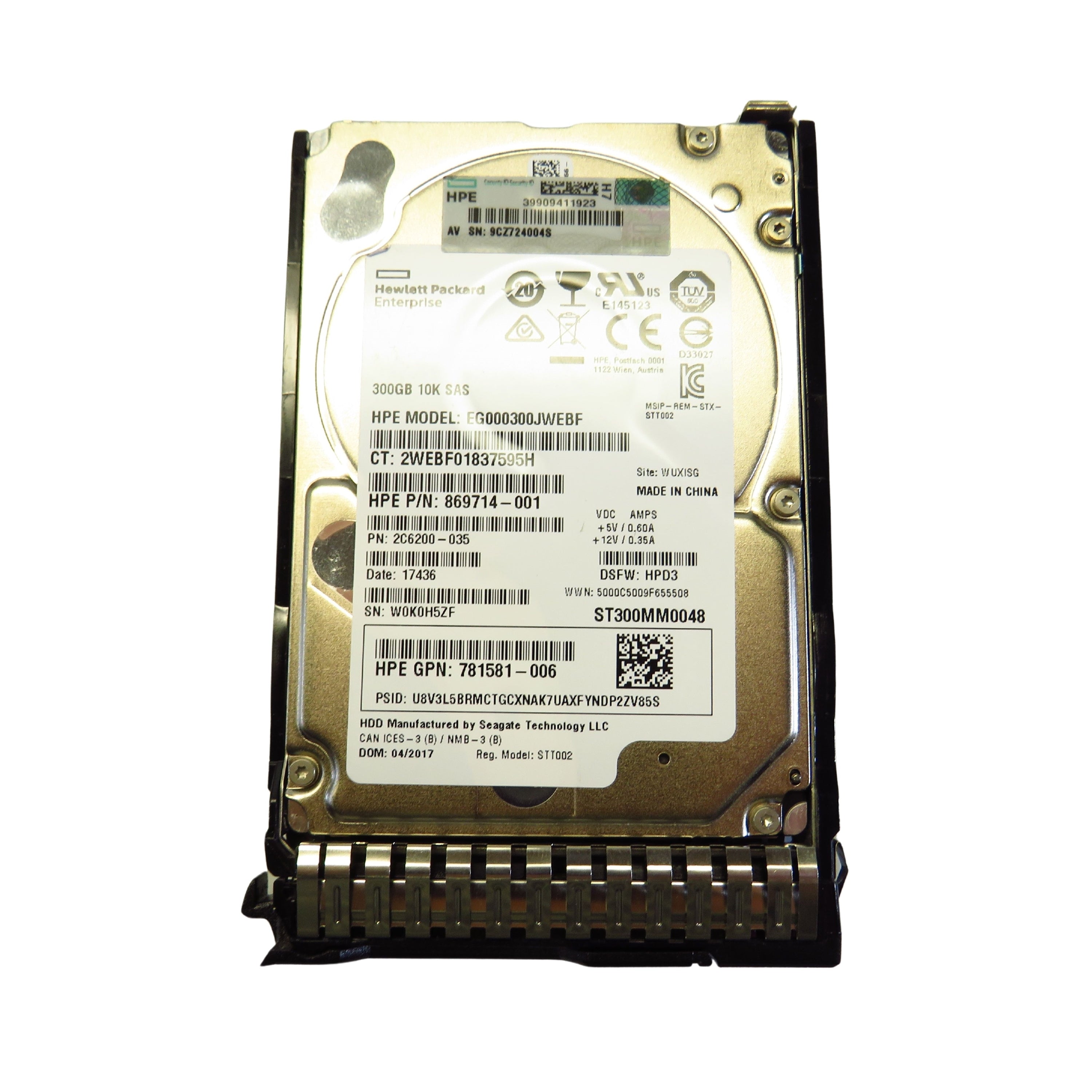 HP 872735-001 872475-B21 300GB 10K RPM 2.5" SAS 12Gbps DS HDD Hard Drive (Refurbished)