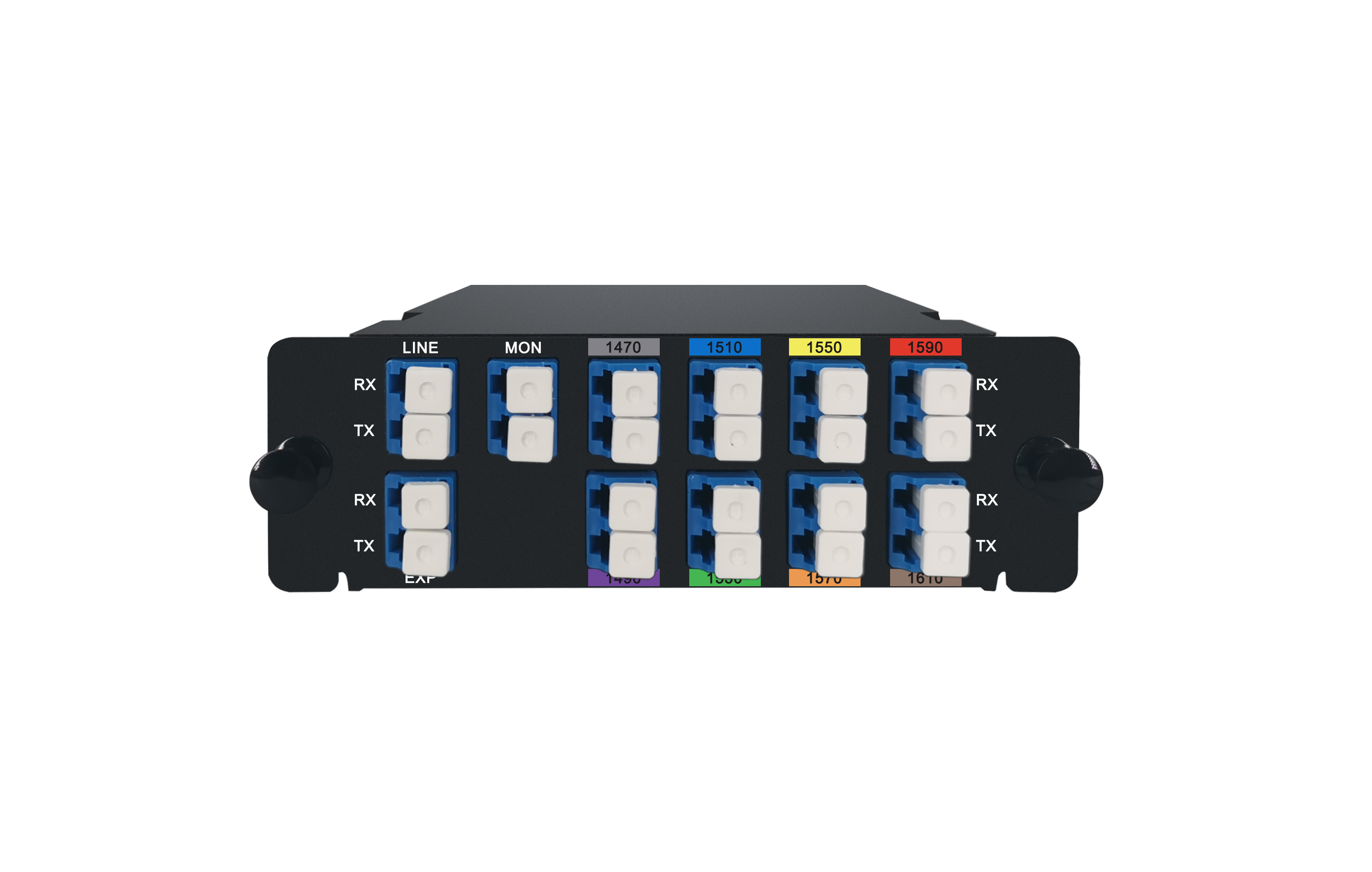 8CH 1470-1610nm, with Monitor and Expansion Port, LC/UPC, Dual Fiber, High Density CWDM Mux Demux, FHD Plug-in Module