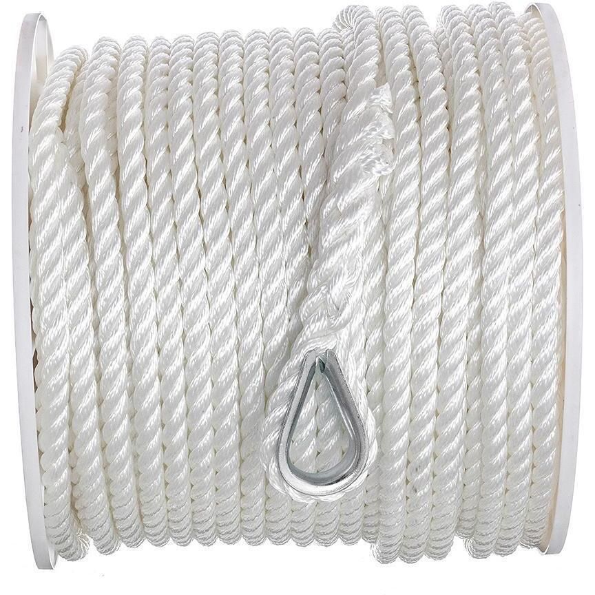Seachoice 40781 3-Strand Twisted Nylon Anchor Line White, 1/2" x 250'