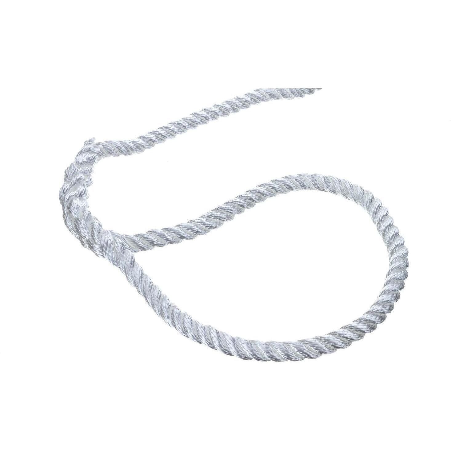 Seachoice 42571 3-Strand Twisted Nylon Dock Line, 1/2" x 25', White
