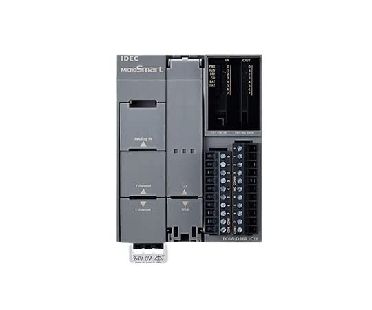 IDEC FC6A-D16R1CEE 16 I/O, 24 VDC, 8 INPUTS / 8 OUTPUTS, CPU Module, Dual ETHERNET Ports, FC6A Series, MICROSMART Plus, Relay Output, Screw TERMINALS