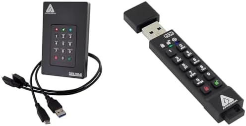 Apricorn 2TB Aegis Fortress L3 USB 3.0 Hardware Encrypted Portable Drive and 128GB Aegis Secure Key 3 NX FIPS 140-2 Level 3 Validated Secure USB 3.0 Flash Drive Bundle