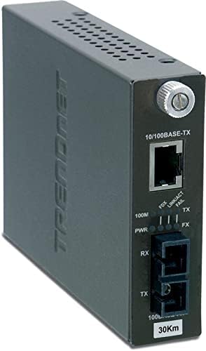 TRENDnet Intelligent 10/100Base-TX to 100Base-FX Single Mode SC Fiber Media Converter (60Km /37.3 Miles, Auto-Negotiation, RJ-45 Port, Fiber to Ethernet Converter,Lifetime Protection, TFC-110S60i