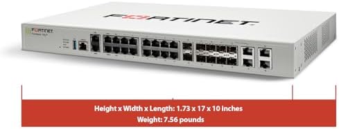 FortiGate-100F Firewall Appliance - 22 Gigabit Ethernet RJ45 Ports, 4 SFP & 2 10G SFP+ Ports, Dual Power Supplies (Appliance Only, No Subscription (FG-100F