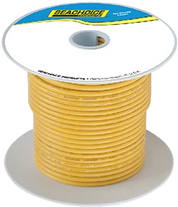 Seachoice 50-63127 Tinned Copper Marine Wire, 16 AWG, Yellow, 100'