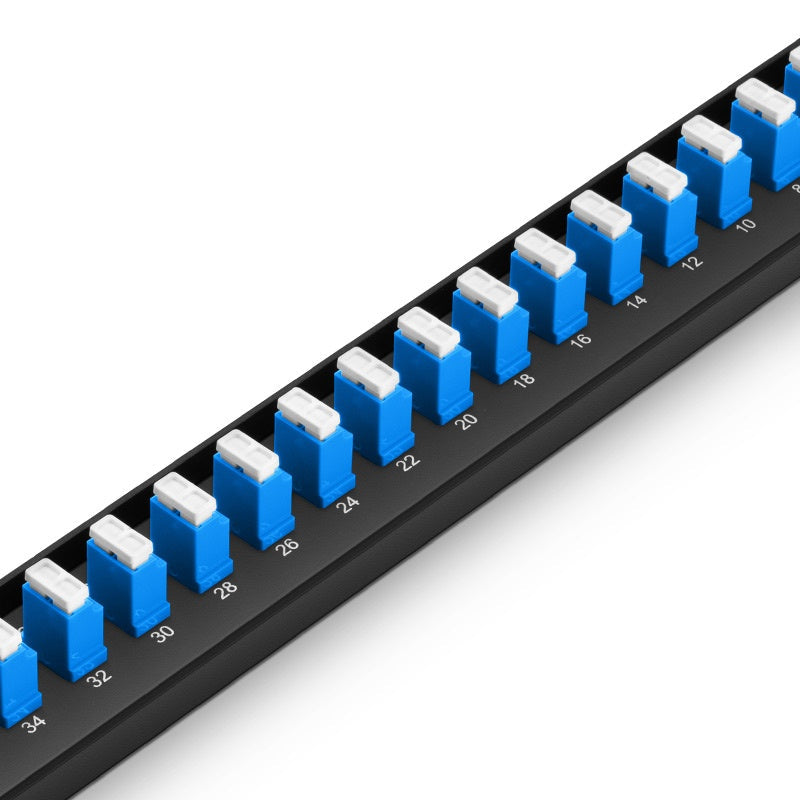 FHU 1U 19'' Fiber Adapter Panel, 48 Fibers OS2 Single Mode, 24x LC UPC Duplex (Blue) Adapter, Ceramic Sleeve