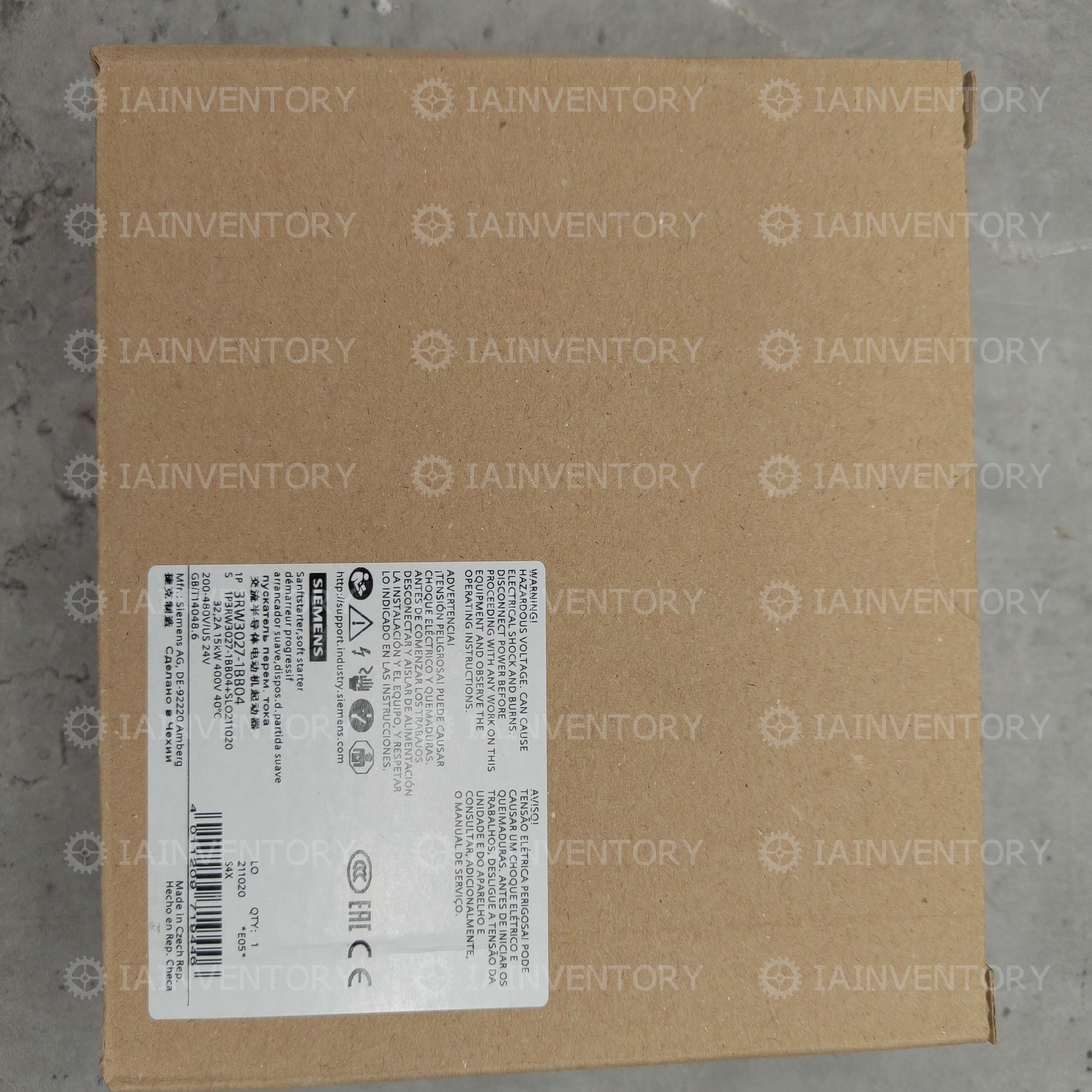 SIEMENS 3RW3027-1BB04 SOFT STARTER 32A 15KW/400V 200-480V AC 24V AC/DC