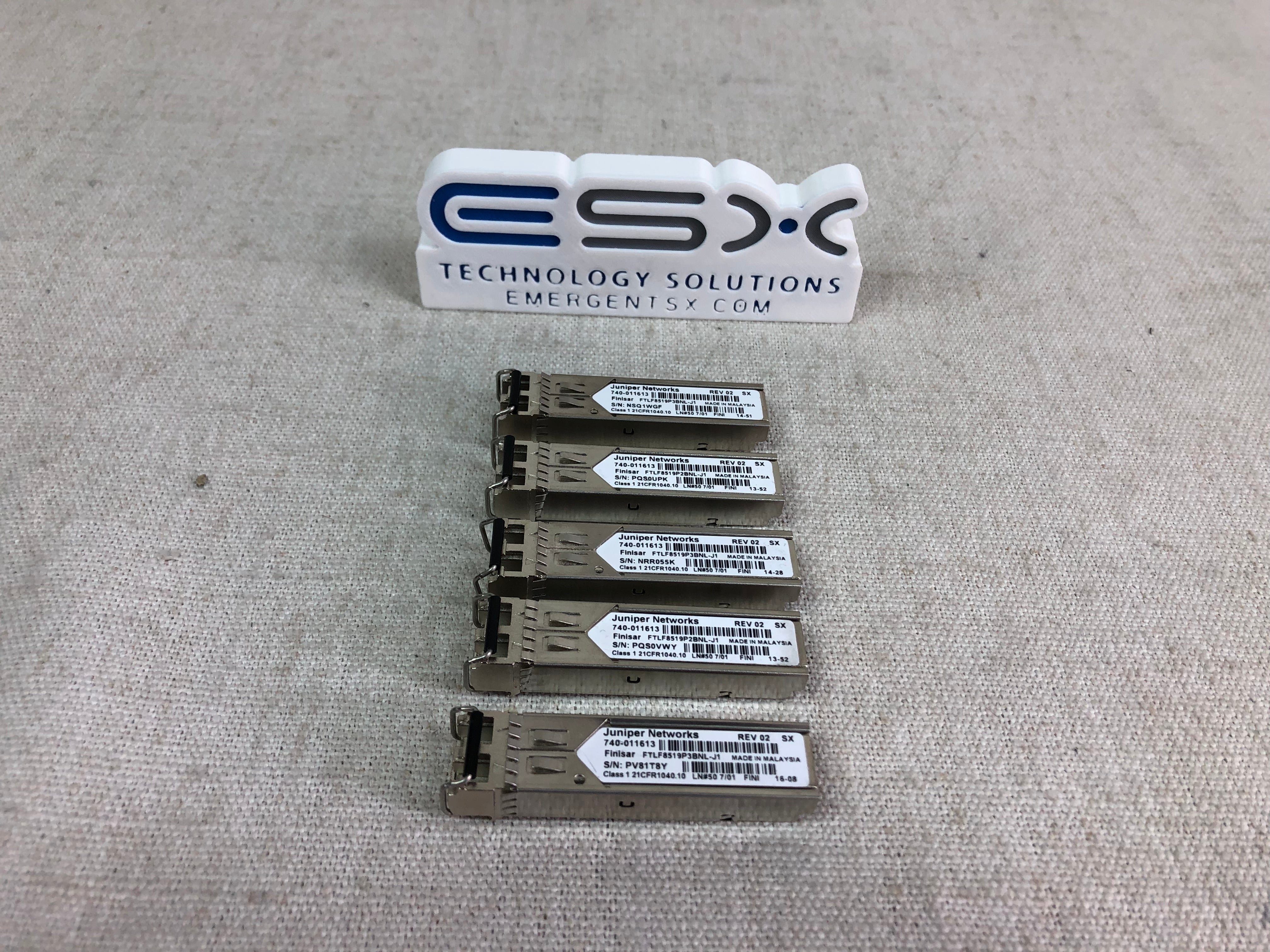Lot of 5x Juniper 740-011613 1000BASE-SX 850nm MMF SFP Optical Transceiver