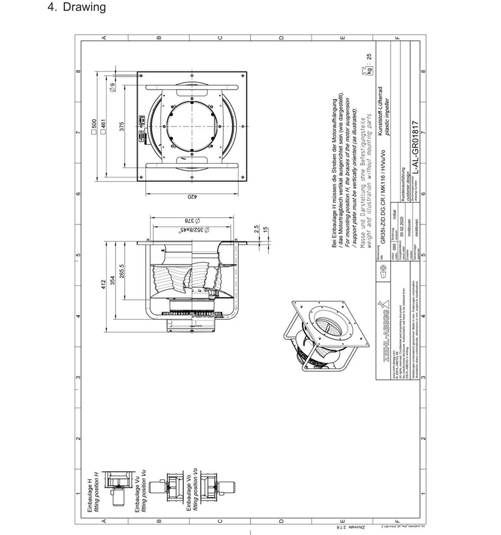 GR35I-ZID.DC.CR 116893/A01 ZIEHL-ABEGG Centrifugal Fan