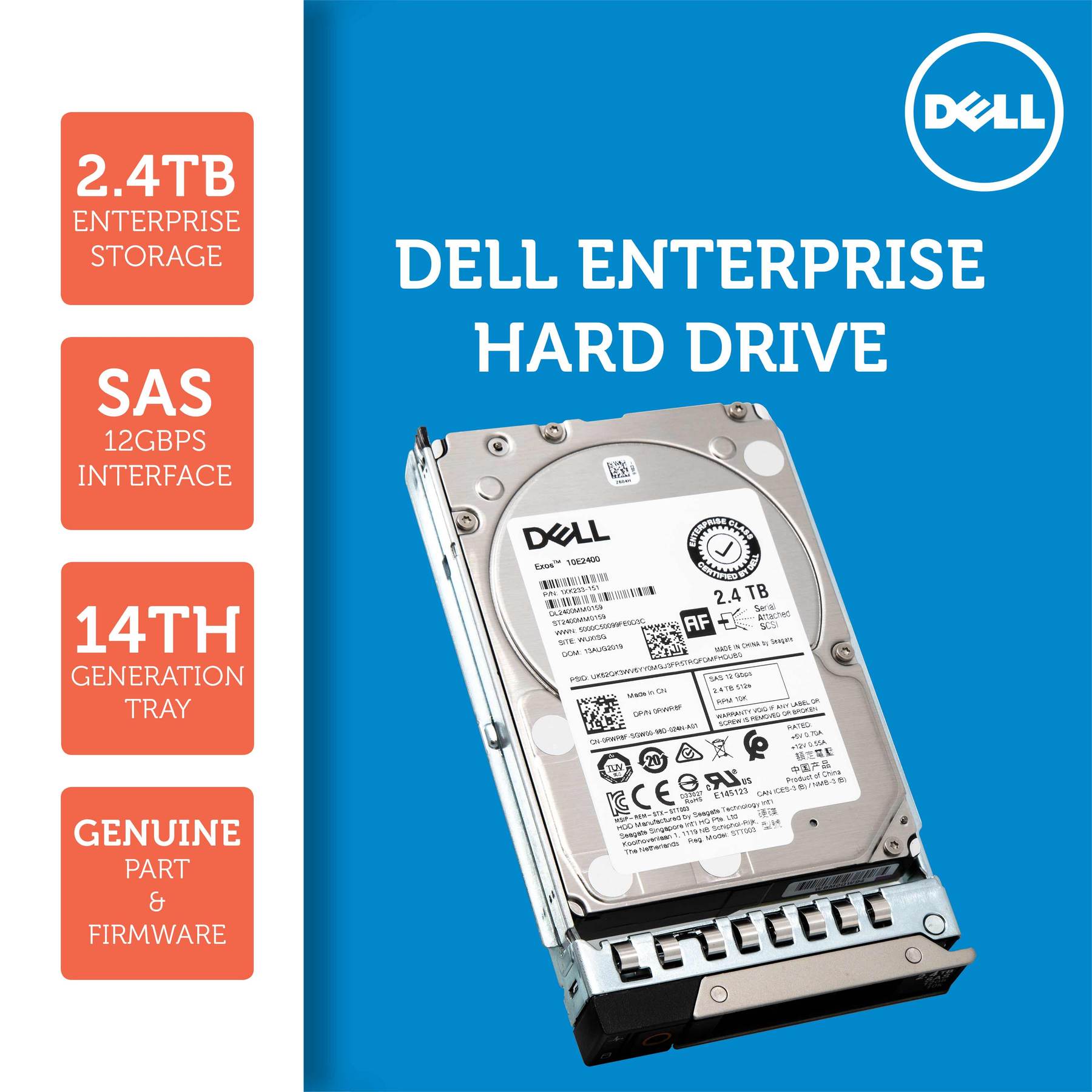 Dell G14 03G5K5 2.4TB 10K RPM SAS 12Gb/s 512e 2.5" Hard Drive