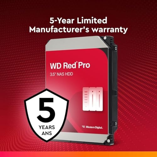 Western Digital 16TB WD Red Pro NAS Internal Hard Drive HDD - 7200 RPM, SATA 6 Gb/s, CMR, 512 MB Cache, 3.5" - WD161KFGX