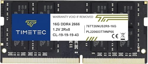 Timetec Elite DDR4 32GB Kit (2 x 16GB 2666MHz (DDR4-2666 PC4-21300 CL19 Non-ECC Unbuffered 1.2V 2Rx8 Dual Rank 260 Pin SODIMM Laptop Notebook PC Computer Memory RAM Upgrade