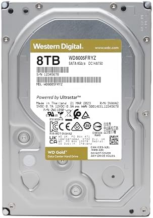 Western Digital 24TB WD Gold Enterprise Class SATA Internal Hard Drive HDD - 7200 RPM, SATA 6 Gb/s, 512 MB Cache, 3.5" - WD242KRYZ