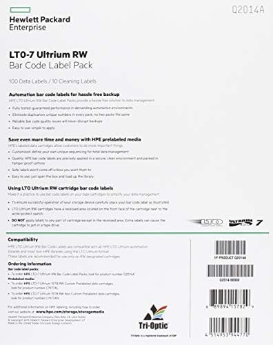 HPE LTO-7 Ultrium RW Bar Code Label Pack Detail | Alo Tech Solutions