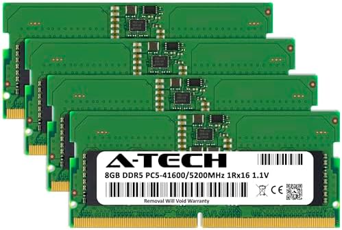 32GB DDR5 4800MHz PC5-38400 CL40 SODIMM 2Rx8 Dual Rank 1.1V Non-ECC Unbuffered SO-DIMM 262-Pin Laptop Computer RAM Memory Upgrade Module
