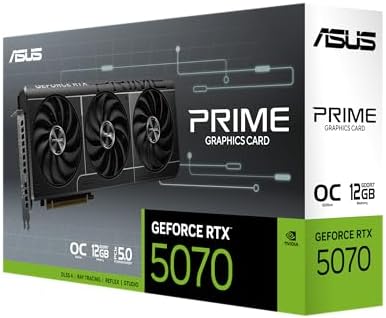 ASUS The SFF-Ready Prime GeForce RTX™ 5070 12GB GDDR7 Graphics Card (PCIe® 5.0, 12GB GDDR7, HDMI®/DP 2.1, 2.5-Slot, Axial-tech Fans, Dual BIOS