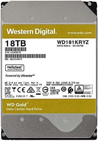 Western Digital 24TB WD Gold Enterprise Class SATA Internal Hard Drive HDD - 7200 RPM, SATA 6 Gb/s, 512 MB Cache, 3.5" - WD242KRYZ