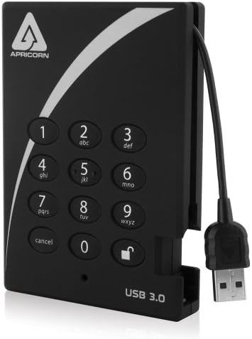 Apricorn 2TB Portable External Hard Drive & Aegis Secure Key 3Z 128GB 256-bit AES XTS Hardware Encrypted FIPS 140-2 Level 3 Validated Secure USB 3.0 Flash Drive (ASK3Z-128GB, Black