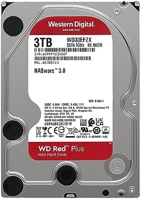 Western Digital 4TB WD Red Plus NAS Internal Hard Drive HDD - 5400 RPM, SATA 6 Gb/s, CMR, 128 MB Cache, 3.5" -WD40EFZX