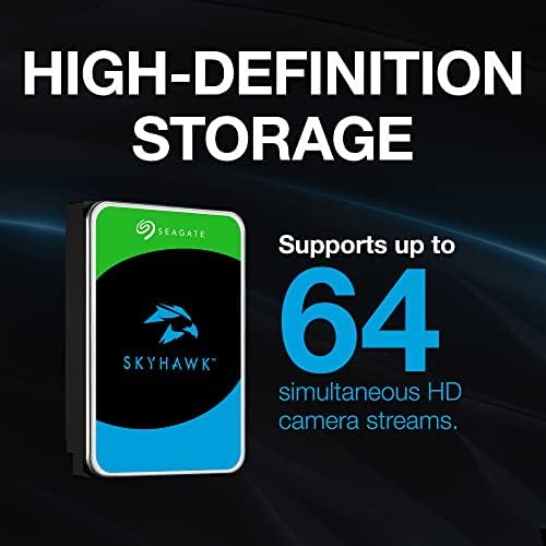 Seagate Skyhawk 8TB Video Internal Hard Drive HDD – 3.5 Inch SATA 6Gb/s 256MB Cache for DVR NVR Security Camera System with Data Rescue Services (ST8000VX010