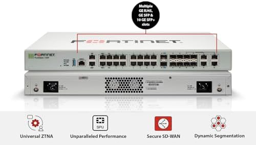 FortiGate-100F Firewall Appliance - 22 Gigabit Ethernet RJ45 Ports, 4 SFP & 2 10G SFP+ Ports, Dual Power Supplies (Appliance Only, No Subscription (FG-100F