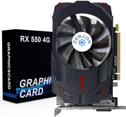 Radeon RX 550 4GB Graphics Card, GDDR5 128 Bit PCIE 3.0 Computer Gaming Gpu, 1183MHz Video Card with HDMI/DP/DVI Ports Support 4K