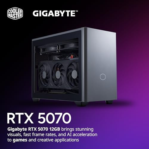 Cooler Master NR2 Pro Mini ITX – Intel Ultra 7 265F 2.4GHz (5.3 GHz Turbo | Gigabyte RTX 5070 12GB & B860I AORUS PRO ICE| 32GB DDR5 6000MHz | 2TB Gen4 M.2 | WiFi | Windows 11 | 280mm AIO Gaming PC