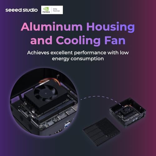 NVIDIA Jetson Nano Edge AI Device - reComputer J1010 Kit, Aluminium Case, Pre-Installed Jetpack System. Mini PC with 0.5 TFLOPs (FP16, Power Supply NOT Included