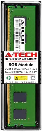 A-Tech 16GB DDR5 4800MHz PC5-38400 CL40 UDIMM 1.1V Non-ECC Unbuffered DIMM 288-Pin Desktop PC/Computer RAM Memory Upgrade Module