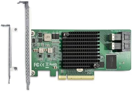 Fiber 12G Internal PCIe Controller Card, 8 Ports 12Gb/s SATA + SAS HBA Card, Broadcom's 3008 Chip, PCI Express 3.0 X8, 2X Mini SAS SFF-8643 Ports, Same as 9300-8I with Low Profile Bracket