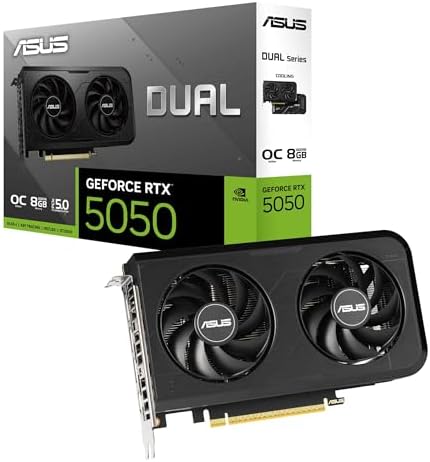 ASUS Dual NVIDIA GeForce RTX 3050 6GB OC Edition Gaming Graphics Card - PCIe 4.0, 6GB GDDR6 Memory, HDMI 2.1, DisplayPort 1.4a, 2-Slot Design, Axial-tech Fan Design, 0dB Technology, Steel Bracket