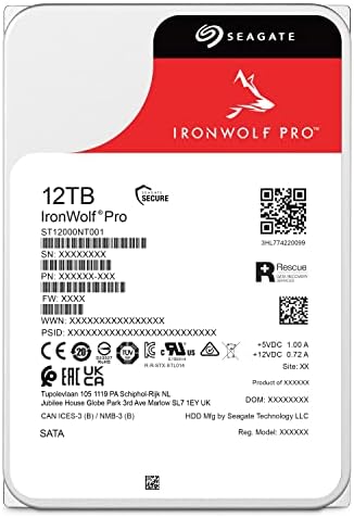 Seagate IronWolf Pro, 16 TB, Enterprise NAS Internal HDD –CMR 3.5 Inch, SATA 6 Gb/s, 7,200 RPM, 256 MB Cache for RAID Network Attached Storage (ST16000NT001