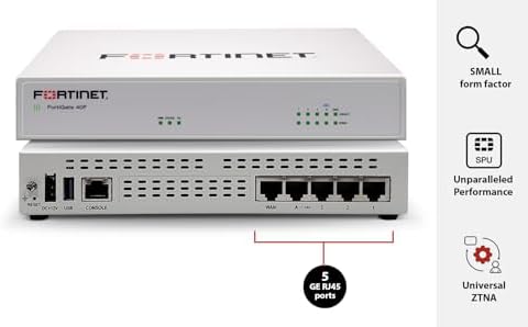 FortiGate-40F Firewall Appliance - 5 Gigabit Ethernet RJ45 Ports, Ideal for Small Businesses (Appliance Only, No Subscription (FG-40F