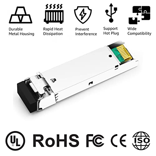 1000BASE-SX SFP Optical Transceiver Module Compatible with HPE Aruba J4858D J4858DCM JL745A Q8N53A ProCurve J4858C J4858B J4858A 850nm 550m DDM Duplex LC MMF 10pcs/Pack