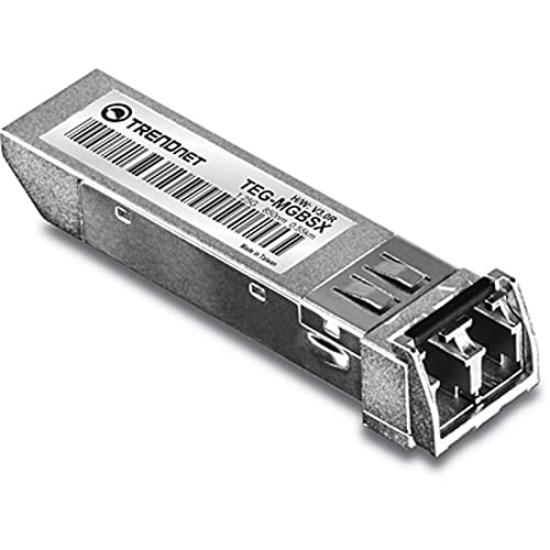 TRENDnet SFP Multi-Mode LC Module 4-Pack, TEG-MGBSX/4, Transmission Up to 550m (1804 Ft, Mini-GBIC, Hot Pluggable, IEEE 802.3z Gigabit Ethernet, Supports Up to 1.25 Gbps, Lifetime Protection