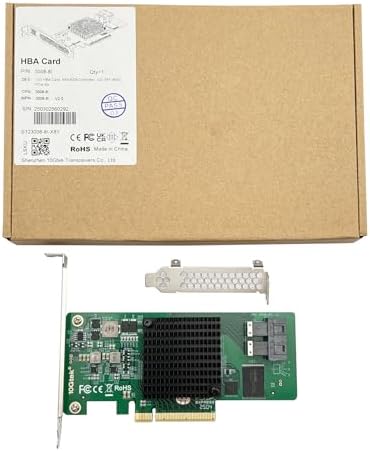 PCIe 3.0 x8 12G External SAS/SATA HBA RAID Controller Card, Broadcom 3008 Chip, Compatible with LSI 9300-8E, Mini SAS HD (SFF-8644 Connector, for Server/Storage Expansion
