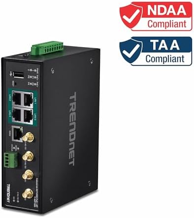 TRENDnet Industrial AC1200 Wireless Gigabit PoE+ Router, TI-WP100, 4 x Gigabit PoE+ Ports, 1 x Gigabit WAN Port, IP30 Housing, 120W PoE Power Budget, Dual-WAN, Dual-Band WiFi, VPN, Inter-VLAN Routing